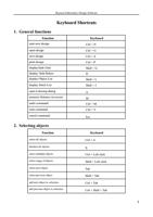 Ray nen Emb roi der yDe sig nSo ftw are 1 Key boa rdS (Page 1 / 4) Keyboard Shortcuts