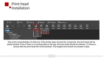 Due to the characteristics of white ink if the printer (Page 33 / 61) 6090 UV Flatbed Printer Product Installation and Operation Instructions