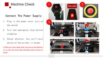 Connect The Power Supply 1 Plug in the power cord turn (Page 7 / 61) 6090 UV Flatbed Printer Product Installation and Operation Instructions
