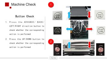 Button Check 1 Pre sst heA DVA NCE BAC K LEFTRIGHT (Page 8 / 61) 6090 UV Flatbed Printer Product Installation and Operation Instructions