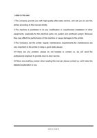 Letter to the user : 1.The company provide you with (Page 3 / 89) UV Flatbed Printer (Epson Series)