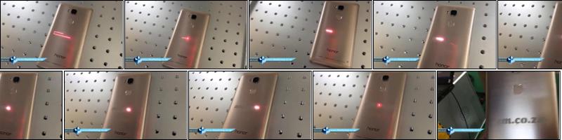 LabelMark 20W Fiber Laser Marking Machine Demostration with AM Logo On Huawei Honor Smartphone Back Cover.mp4