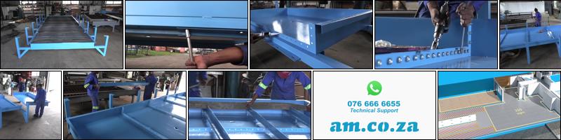 Assemble Local Manufactured Sectioned Water Cutting Table for Gantry CNC Plasma Cutting Machine.mp4