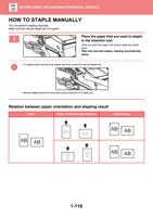 Make sure the manual staple key is lit green 1 Place (Page 121 / 934) Sharp MX Printer Manual