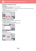 on respective screens Key tapping A Tap to select an (Page 15 / 934) Sharp MX Printer Manual
