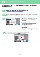 A TYPE AND SIZE OF PAPER LOADED ON BYPASS TRAY 1 Tap (Page 204 / 934) Sharp MX Printer Manual