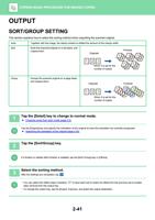 OUTPUT SORTGROUP SETTING This section explains how (Page 205 / 934) Sharp MX Printer Manual