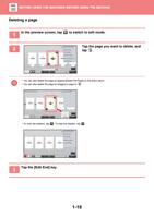 Deleting a page 1 In the preview screen tap to switch (Page 21 / 934) Sharp MX Printer Manual