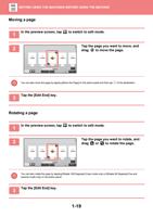 Moving a page 1 In the preview screen tap to switch (Page 22 / 934) Sharp MX Printer Manual