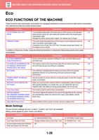 Eco ECO FUNCTIONS OF THE MACHINE These functions help (Page 29 / 934) Sharp MX Printer Manual