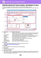 PRINTER DRIVER SETTINGS SCREEN REFERRING TO HELP The (Page 312 / 934) Sharp MX Printer Manual