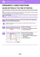 FREQUENTLY USED FUNCTIONS SAVING SETTINGS AT THE TIME (Page 316 / 934) Sharp MX Printer Manual
