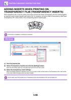 INSERTS WHEN PRINTING ON TRANSPARENCY FILM TRANSPARENCY (Page 362 / 934) Sharp MX Printer Manual