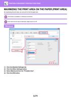 MAXIMIZING THE PRINT AREA ON THE PAPER PRINT AREA By (Page 377 / 934) Sharp MX Printer Manual