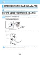 ► BEFORE USING THE MACHINE AS A FAX BEFORE USING THE (Page 406 / 934) Sharp MX Printer Manual