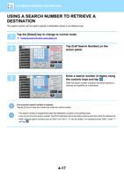 USING A SEARCH NUMBER TO RETRIEVE A DESTINATION The (Page 419 / 934) Sharp MX Printer Manual