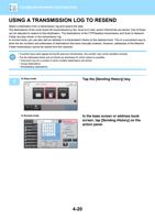TRANSMISSION LOG TO RESEND Select a destination from (Page 422 / 934) Sharp MX Printer Manual