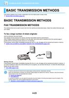 BASIC TRANSMISSION METHODS BASIC TRANSMISSION METHODS (Page 425 / 934) Sharp MX Printer Manual