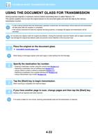 USING THE DOCUMENT GLASS FOR TRANSMISSION Storing scanned (Page 435 / 934) Sharp MX Printer Manual
