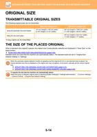 ORIGINAL SIZE TRANSMITTABLE ORIGINAL SIZES The following (Page 542 / 934) Sharp MX Printer Manual