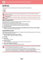 AirPrint The procedure for printing or sending a file (Page 56 / 934) Sharp MX Printer Manual