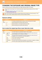 EXPOSURE AND ORIGINAL IMAGE TYPE Optimum scanning is (Page 582 / 934) Sharp MX Printer Manual