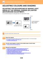 DJUSTING COLOURS AND SHADING ADJUSTING THE BACKGROUND (Page 616 / 934) Sharp MX Printer Manual