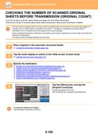 CHECKING THE NUMBER OF SCANNED ORIGINAL SHEETS BEFORE (Page 633 / 934) Sharp MX Printer Manual