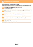 The steps for scanning a document on the machine and (Page 650 / 934) Sharp MX Printer Manual