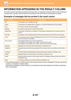 INFORMATION APPEARING IN THE RESULT COLUMN Error types (Page 655 / 934) Sharp MX Printer Manual