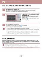 SELECTING A FILE TO RETRIEVE 1 Tap the HDD File retrieve (Page 701 / 934) Sharp MX Printer Manual