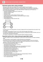 Important points when using envelopes Do not print (Page 79 / 934) Sharp MX Printer Manual