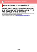 ORIGINAL HOW TO PLACE THE ORIGINAL SELECTING A PROCEDURE (Page 82 / 934) Sharp MX Printer Manual