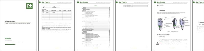 RayTools BM115 Series 6-12KW Auto-Focusing Laser Cutting Head User Manual.pdf