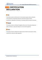 CERTIFICATION DECLARATION CE The product has been (Page 3 / 99) RDC6442G(U)-DFM-RD Control System User Manual V1.3
