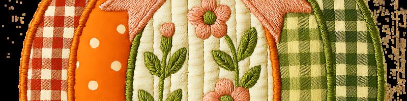Cute Embroidery Pumpkin Autumn Harvest.png